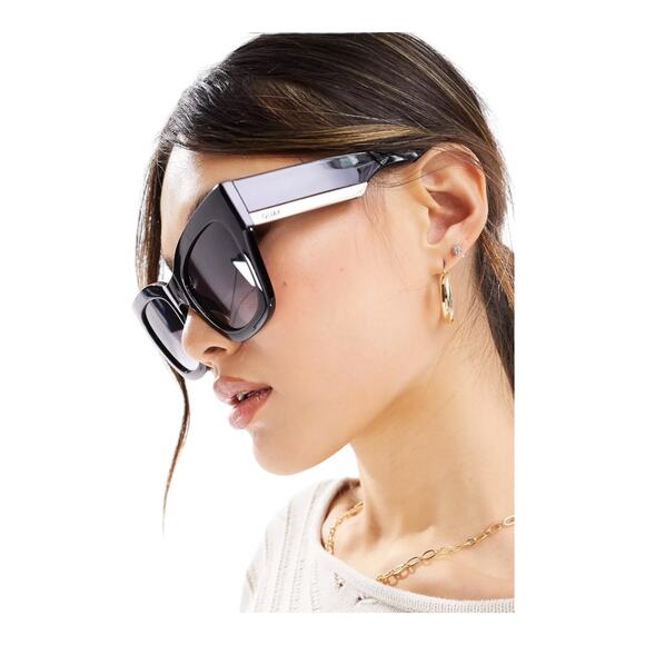 NEW Quay Australia By The Way Women\'s SUNGLASSES Black Gold Oversized Square main image 13
